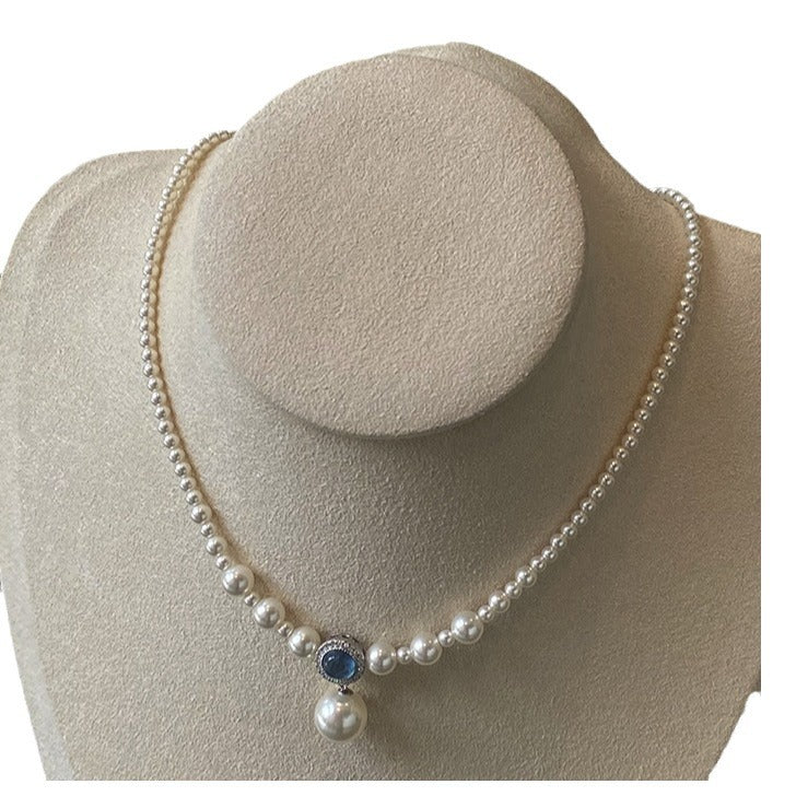 Aquamarine Shi Jia Pearl S925 Sterling Silver Necklace for Women