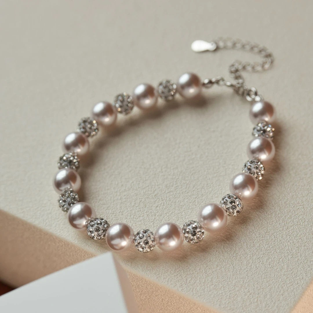 925 Silver Bracelet, Artificial Pearl Bracelet for Women