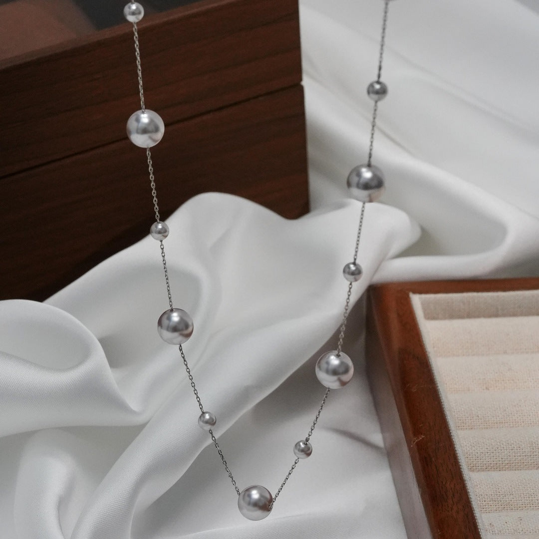 925 Silver Starry Sky Pearl Necklace, Elegant Necklace for Women, Clavicle Chain Jewelry