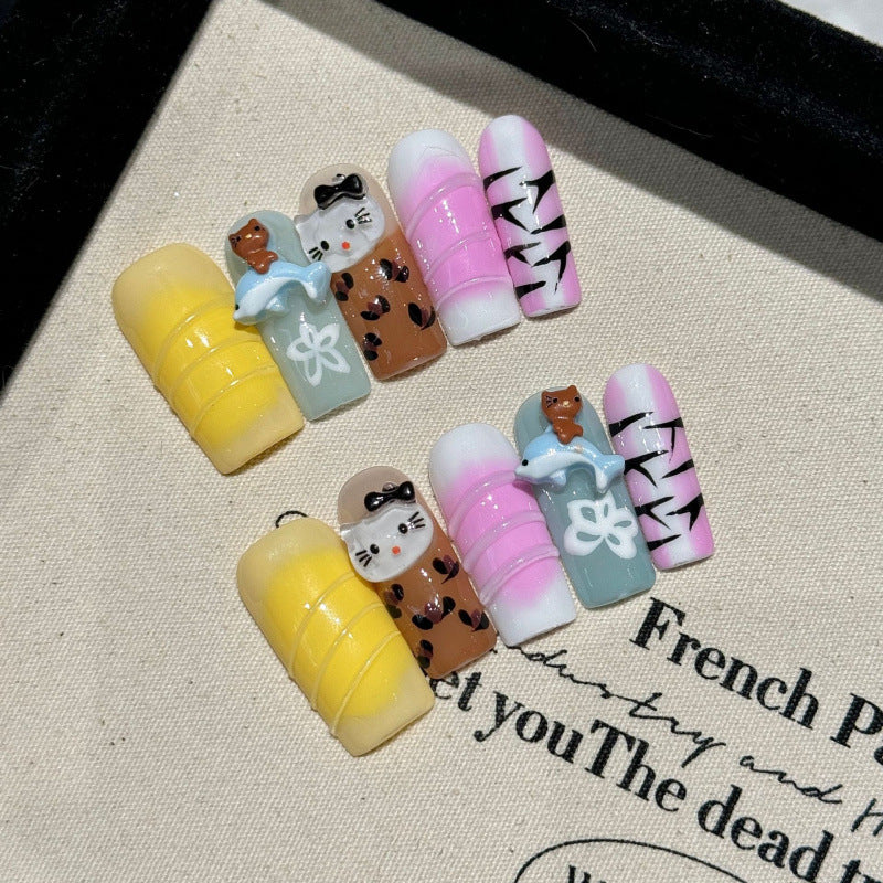 European and American Style Exaggerated Niche Abstract Heavy Industry Carved Handmade Nail Art