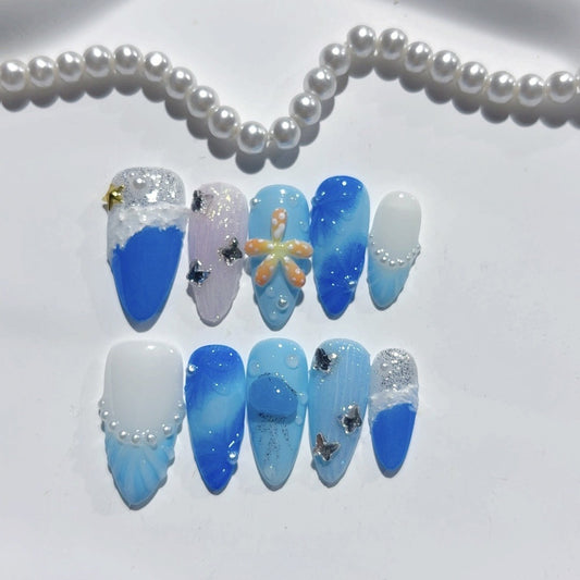 100% Handmade Wearable Armor 3D Carved French Three-dimensional Ocean Pearl Almond Armor