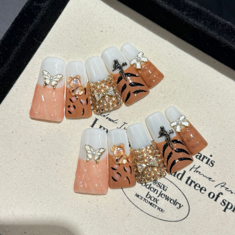 European and American Style Exaggerated Niche Abstract Heavy Industry Carved Handmade Nail Art