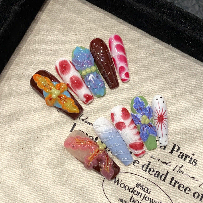 European and American Style Exaggerated Niche Abstract Heavy Industry Carved Handmade Nail Art