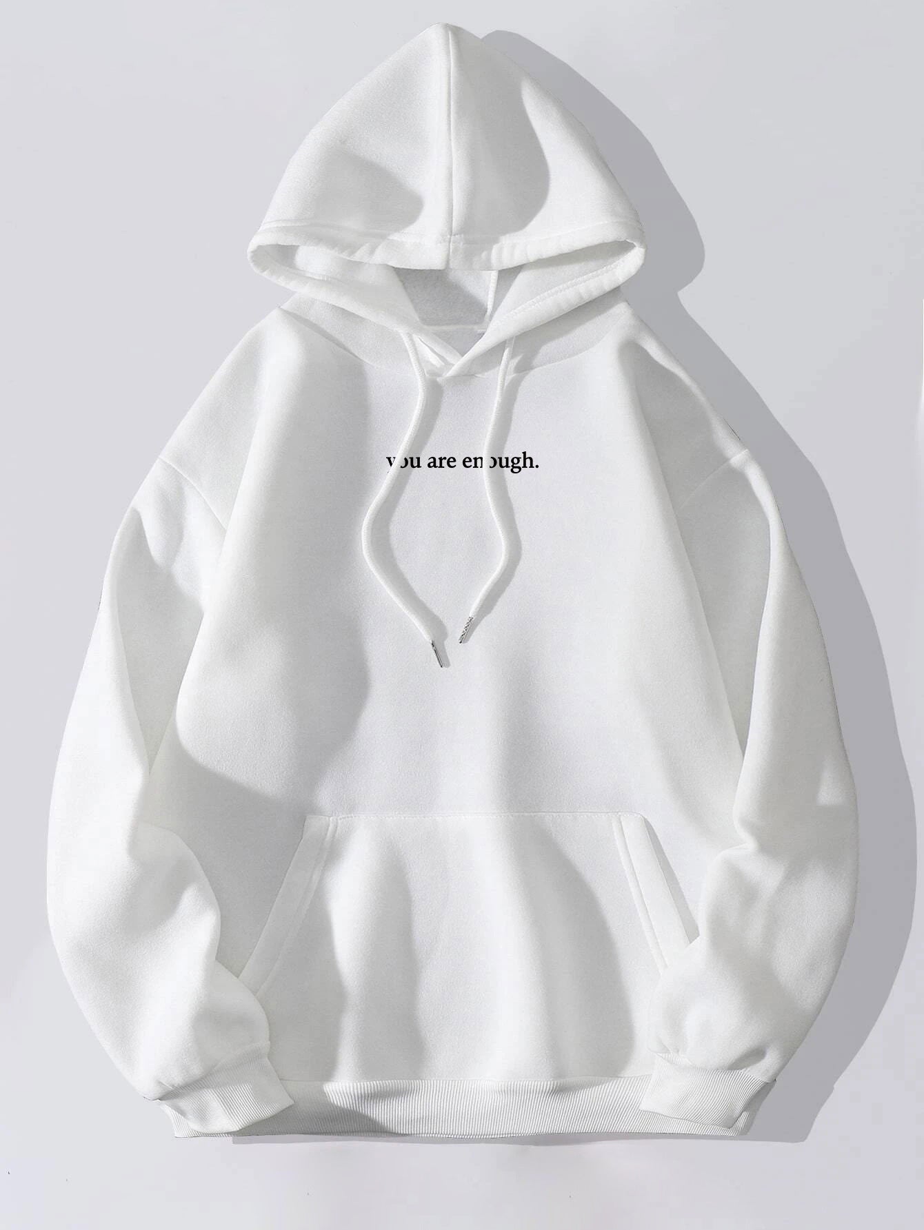Sudadera con capucha de terciopelo para mujer, con estampado de letras en color liso, bolsillo canguro y cordón ajustable