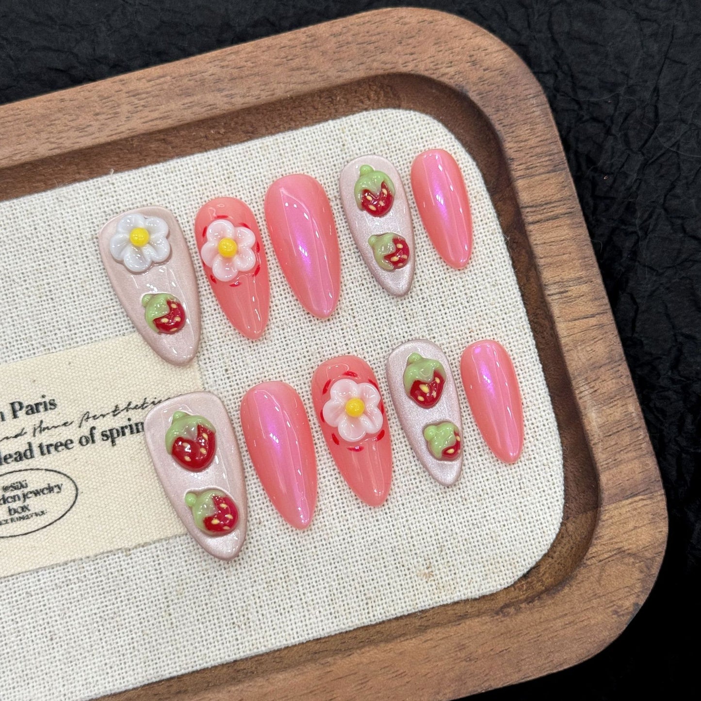 Flower Painted Pure Handmade Armor Wearing Press On Nails