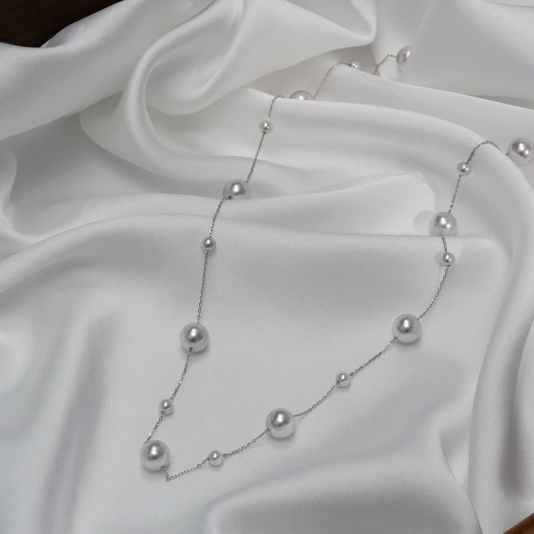 925 Silver Starry Sky Pearl Necklace, Elegant Necklace for Women, Clavicle Chain Jewelry
