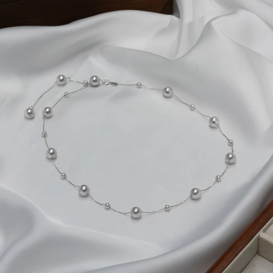 925 Silver Starry Sky Pearl Necklace, Elegant Necklace for Women, Clavicle Chain Jewelry