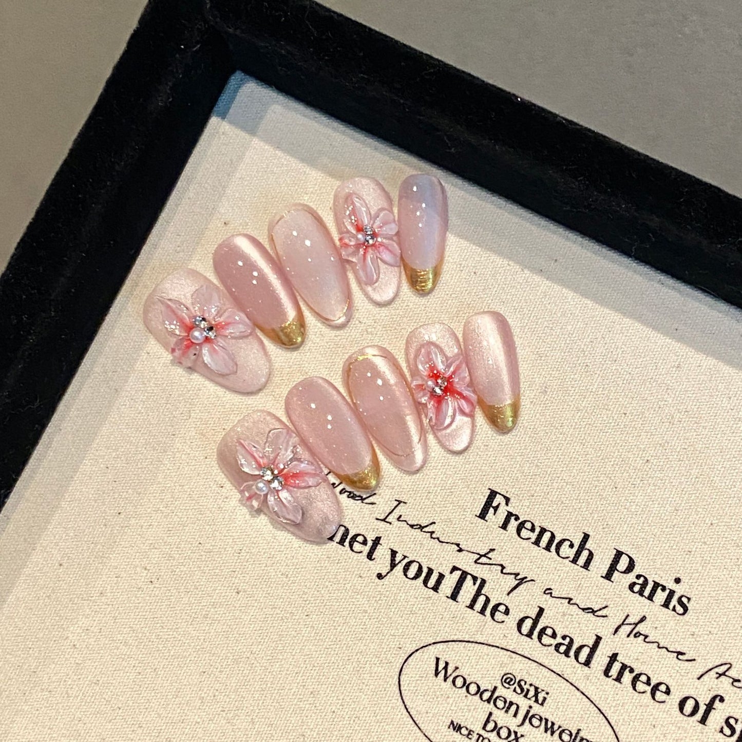 100% Handmade Press On Nails Armor Wearing Cat Eye Gradient 2150