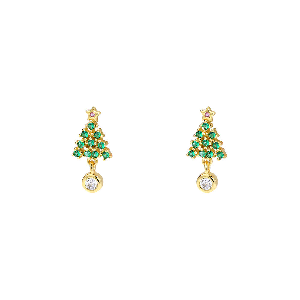 S999 Silver Christmas Tree Earnail Earrings