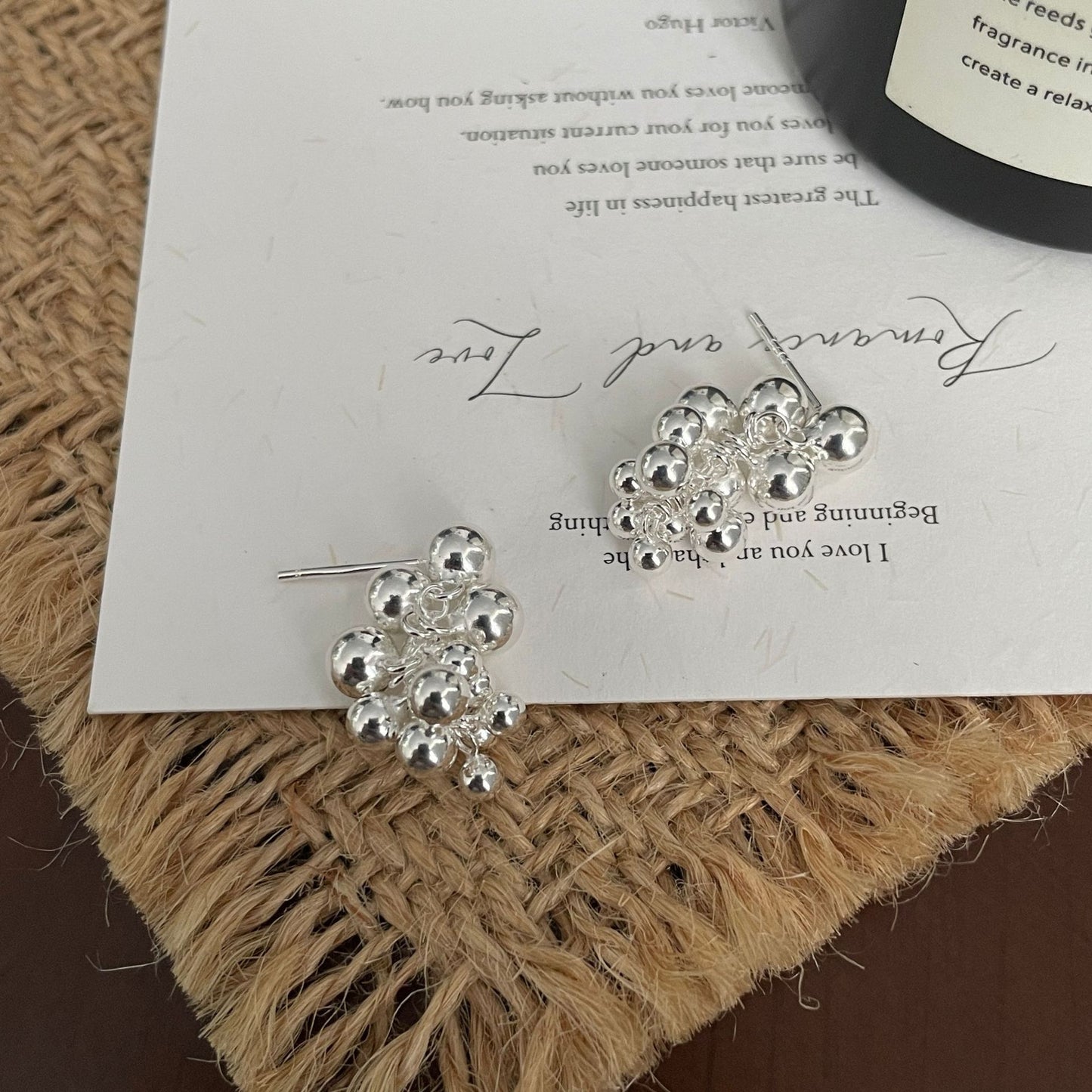 S925 Sterling Silver Vintage Grape Earrings Fashionable Earrings