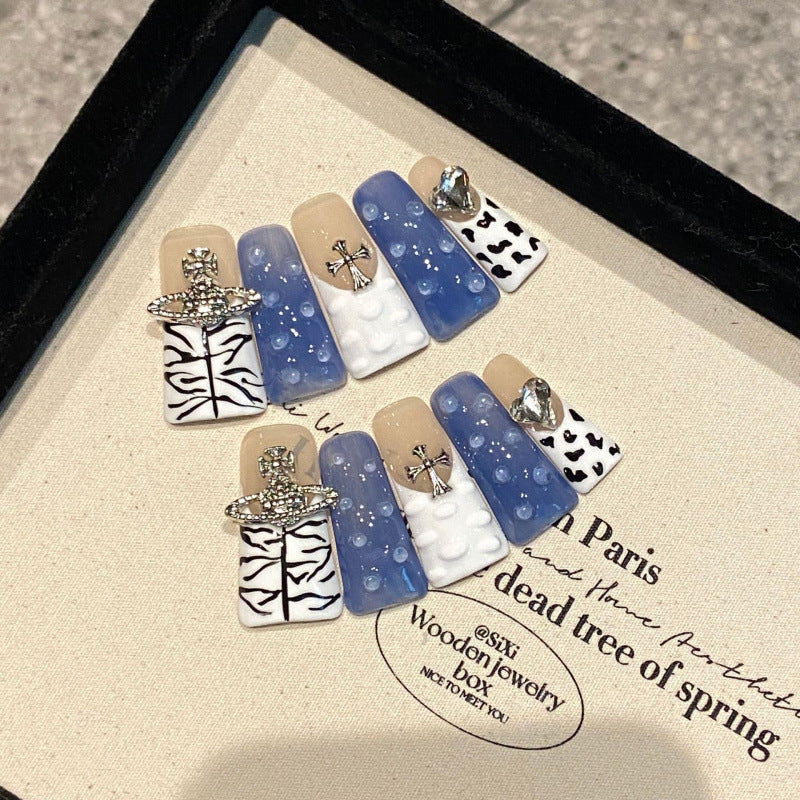 European and American Style Exaggerated Niche Abstract Heavy Industry Carved Handmade Nail Art