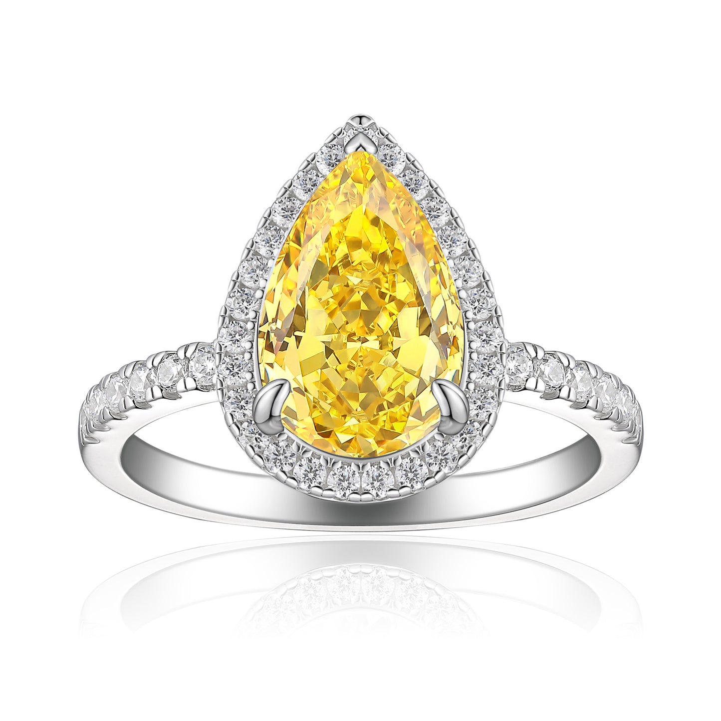 S925 Sterling Silver 8 * 12 Droplet Shaped High Carbon Diamond Ring with A Luxurious and Luxurious Feel, Featuring Fireworks and Ice Flower Cut 8A Zircon Silver Ring