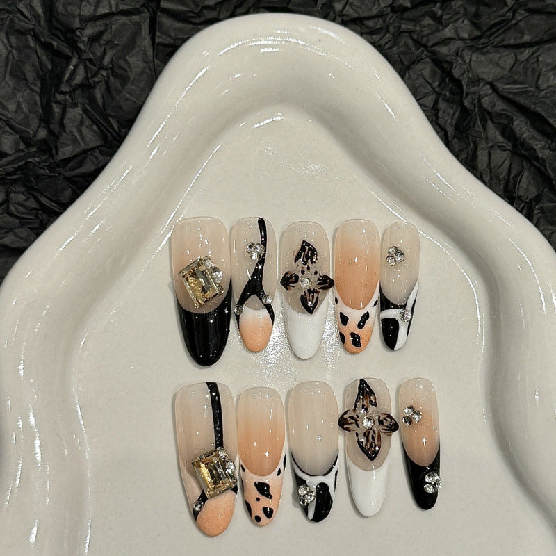 European and American Style Exaggerated Niche Abstract Heavy Industry Carved Handmade Nail Art