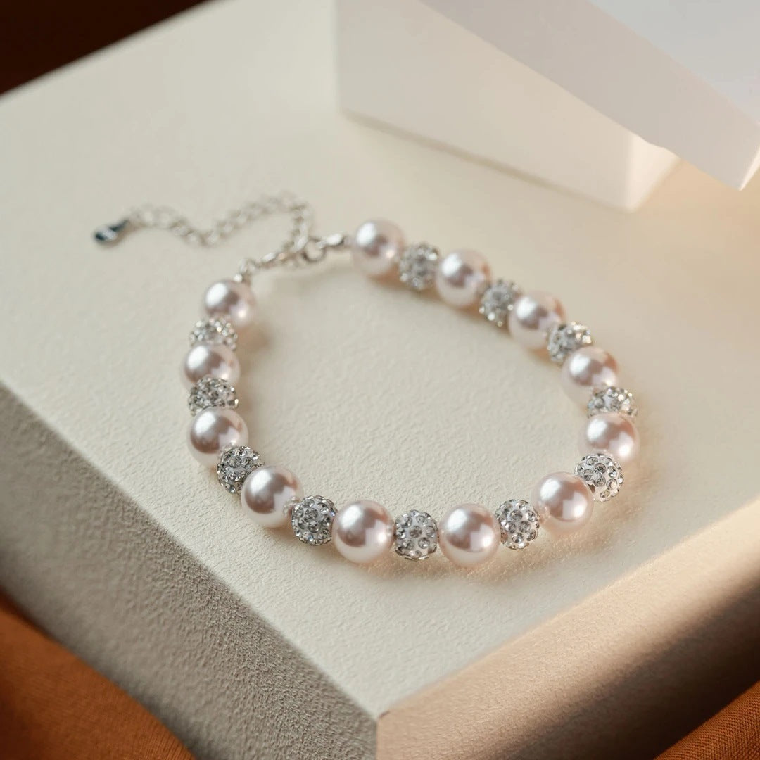 925 Silver Bracelet, Artificial Pearl Bracelet for Women
