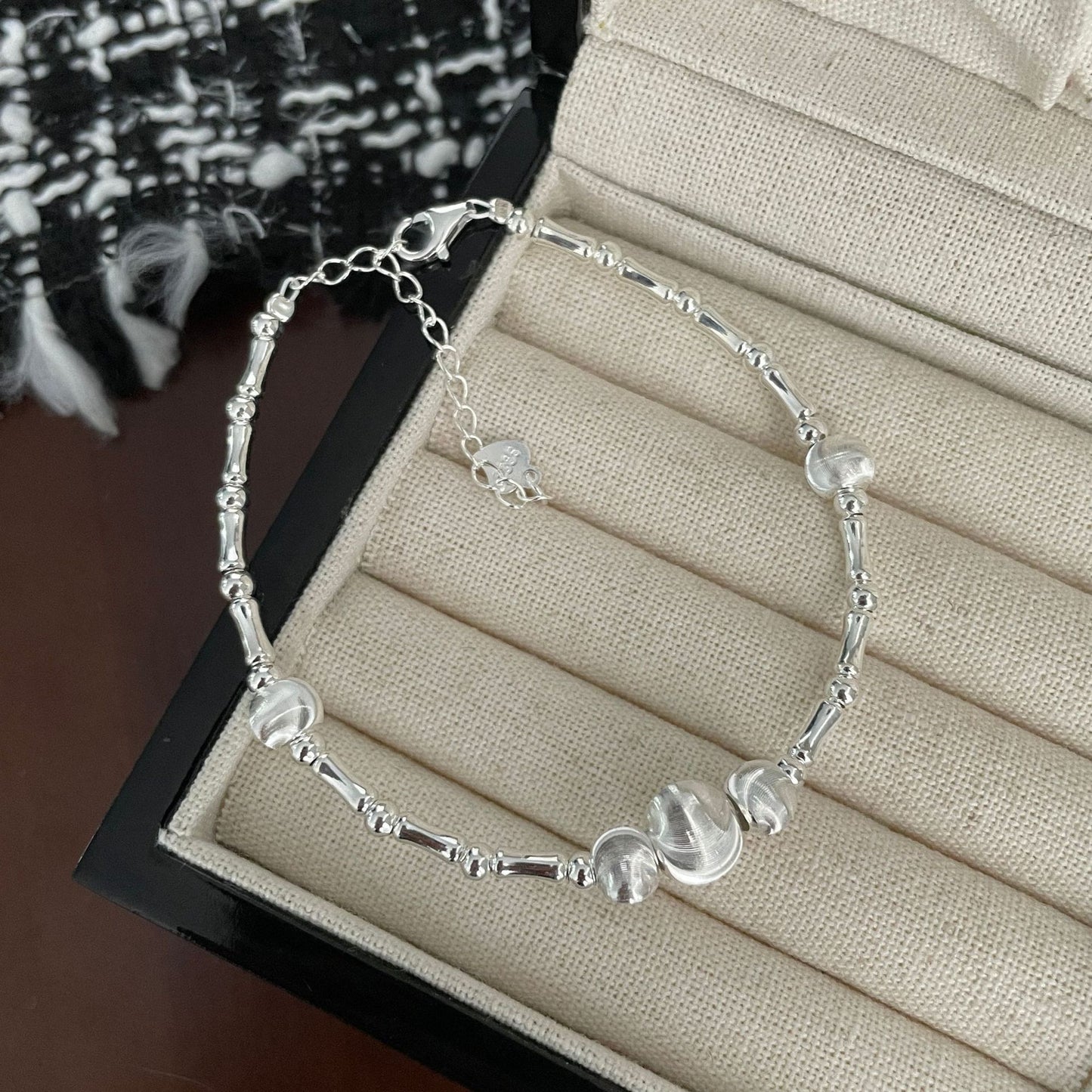 S925 Sterling Silver Cat Eye Bracelet Vintage Accessory
