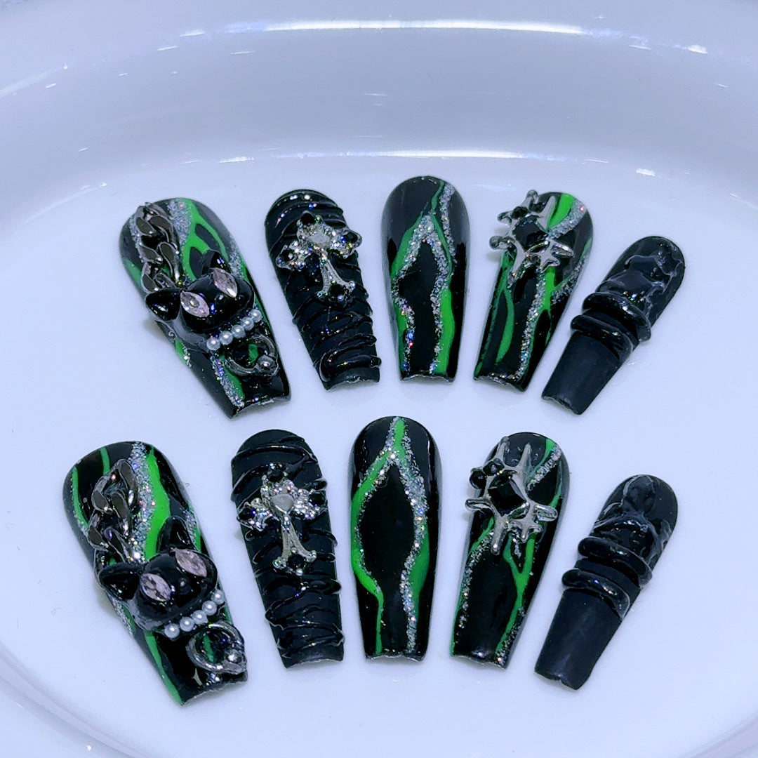 Harry Potter Slytherin Magical Style Mysterious Temperament Green Wearable Nail Art Detachable