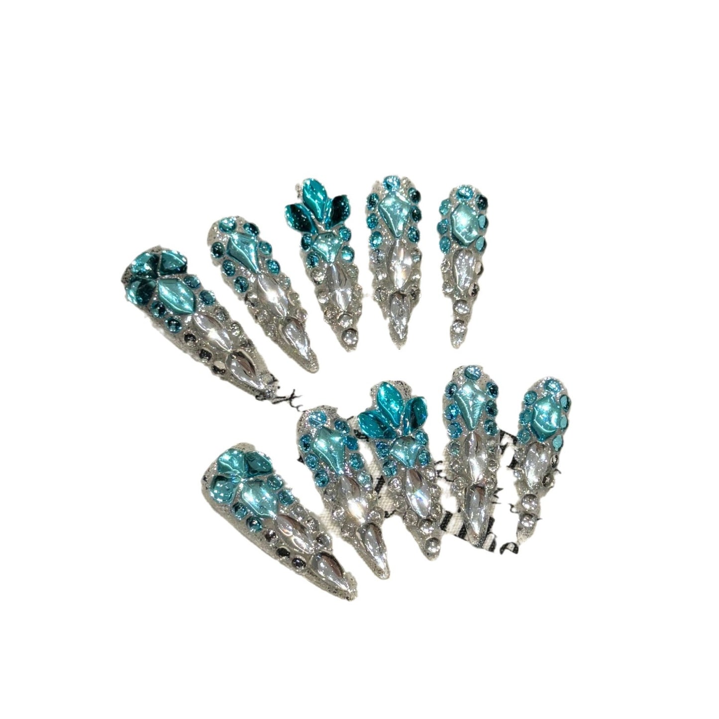 Light Luxury Full Diamond Burst Blue Underwater Pure Handmade Armor