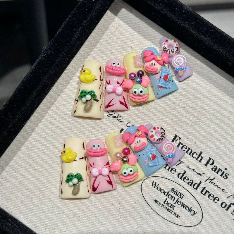 European and American Style Exaggerated Niche Abstract Heavy Industry Carved Handmade Nail Art