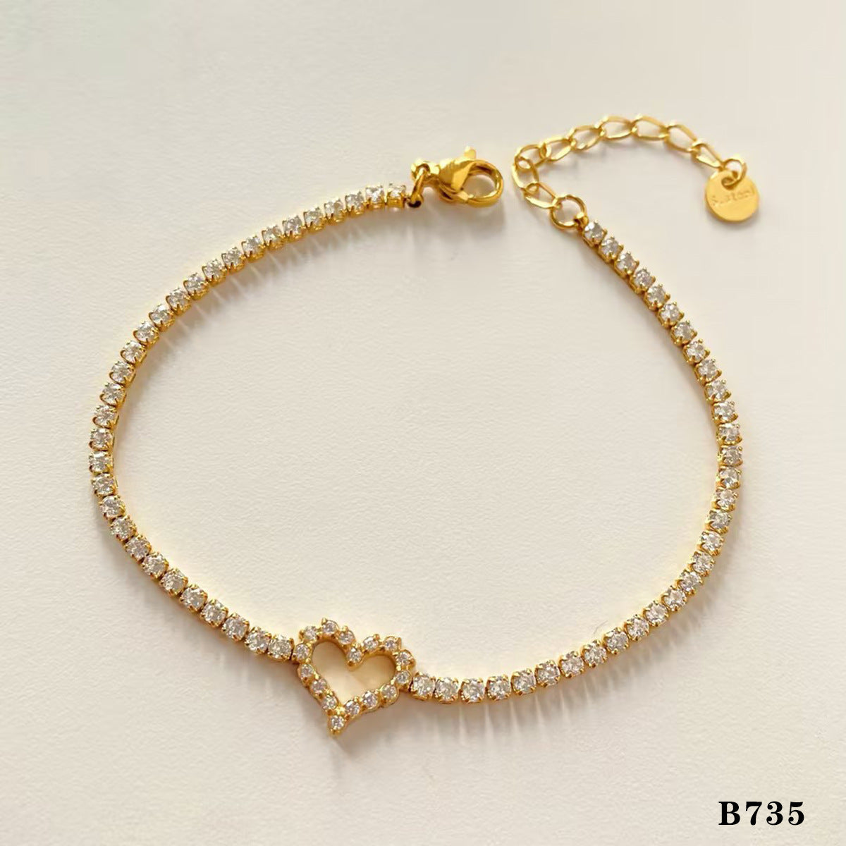 Stackable Irregular Textured Heart-shaped Bracelet Set Made of Stainless Steel Vacuum Plated Bracelet