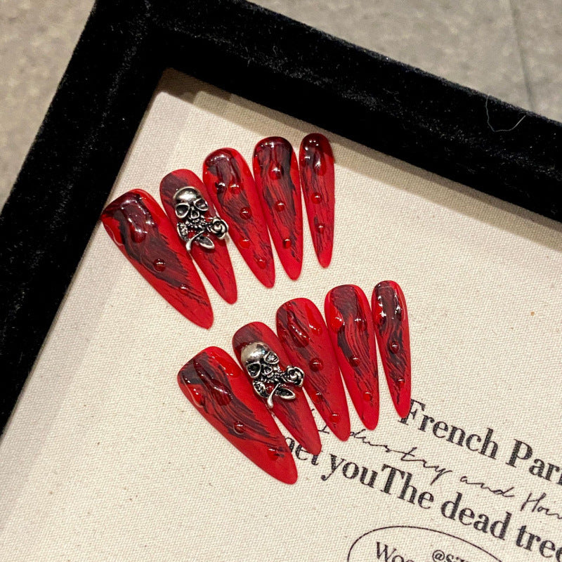 European and American Style Exaggerated Niche Abstract Heavy Industry Carved Handmade Nail Art