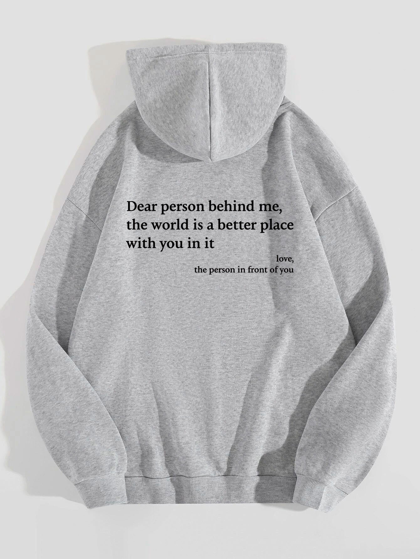 Sudadera con capucha de terciopelo para mujer, con estampado de letras en color liso, bolsillo canguro y cordón ajustable
