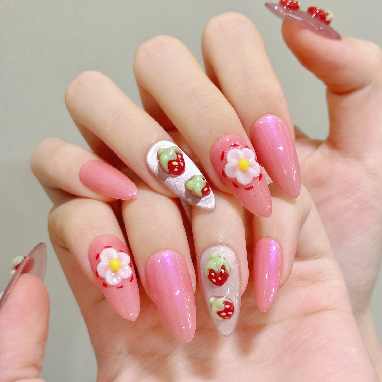 Flower Painted Pure Handmade Armor Wearing Press On Nails