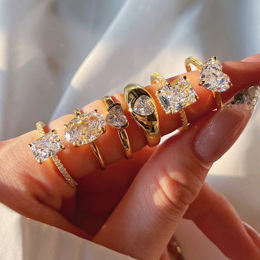 S925 Sterling Silver Ring with Female Design Sense, Super Sparkling Geometric Ice Flower Cut Zircon Ring