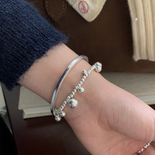 S925 Sterling Silver Round Bead Bracelet for Layering