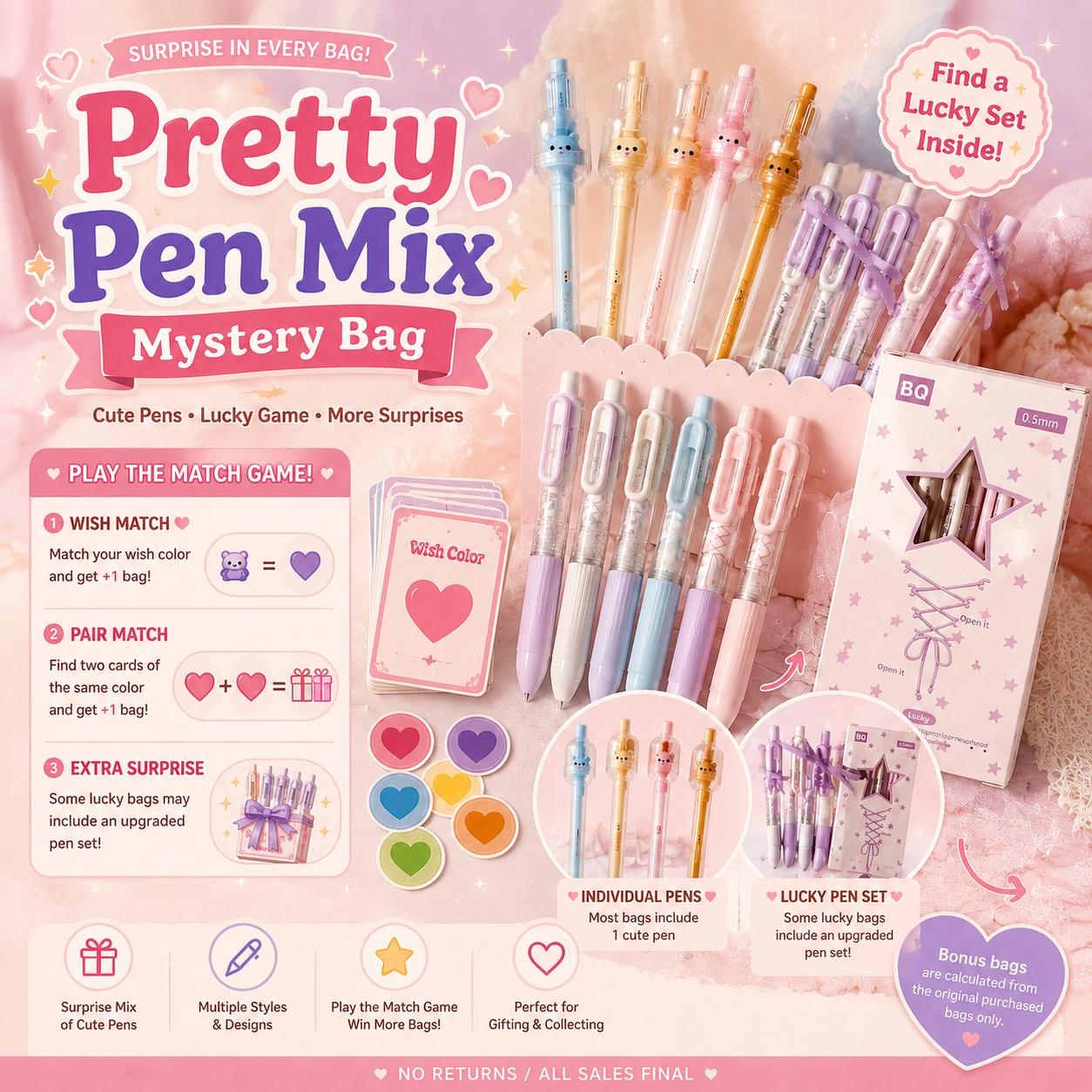 Pretty Pen Mix Mystery Bag – Cute & Aesthetic Surprise Pens