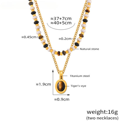 Maillard-style-natural-stone-bead-design-necklace-tiger-eye-stone-pendant-double-layer-stacked-wind-titanium-steel-lock-chain