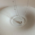 S925 Sterling Silver Double-layer Irregular Round Bead Necklace, Layered Collarbone Chain for Women
