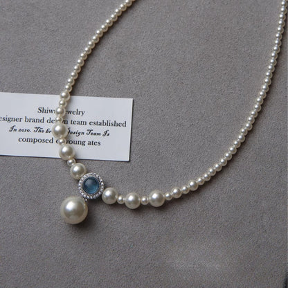 Aquamarine Shi Jia Pearl S925 Sterling Silver Necklace for Women