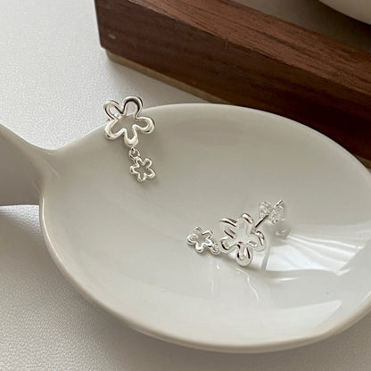 S925 Sterling Silver Simple Hollow Flower Earrings Fashionable Earrings