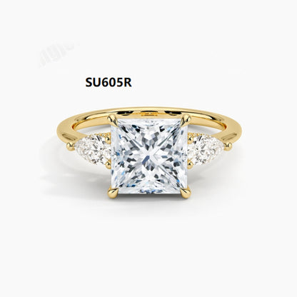 Light Luxury and High-end S925 Pure Silver Inlaid with Moissanite Ring, 1 Carat Pillow Shaped Olive Shaped Gold Ring with GRA Certificate