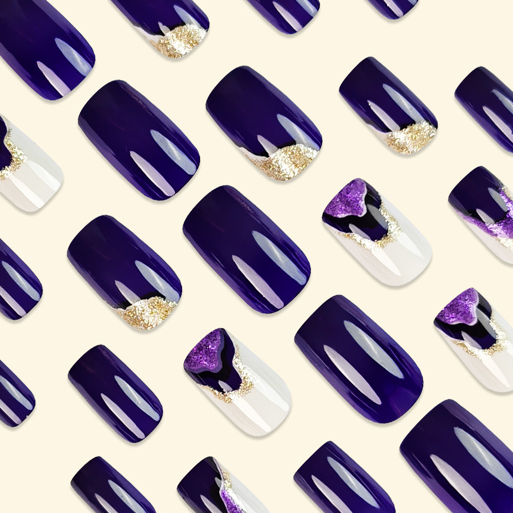 Purple Glitter Press on Nail Art Sheet
