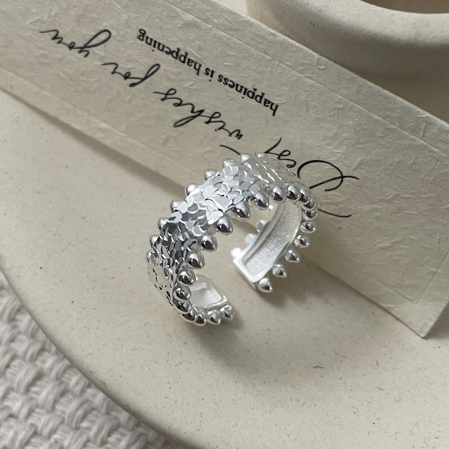 925 Sterling Silver Niche Design Ring, Crushed Ice Ring