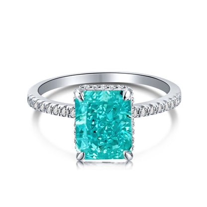 S925 Silver French Ultra-shiny Square Diamond 8A Ice Flower Cut Zircon Ring