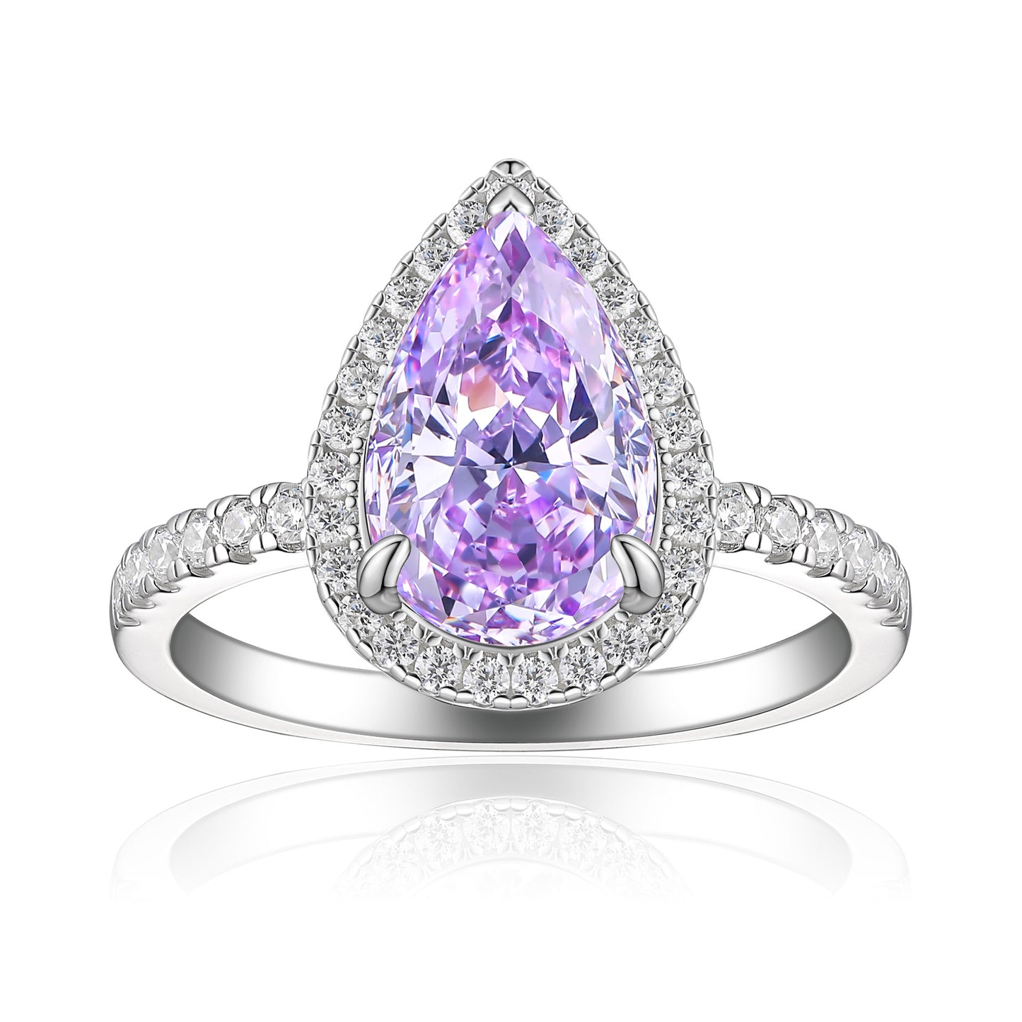 S925 Sterling Silver 8 * 12 Droplet Shaped High Carbon Diamond Ring with A Luxurious and Luxurious Feel, Featuring Fireworks and Ice Flower Cut 8A Zircon Silver Ring