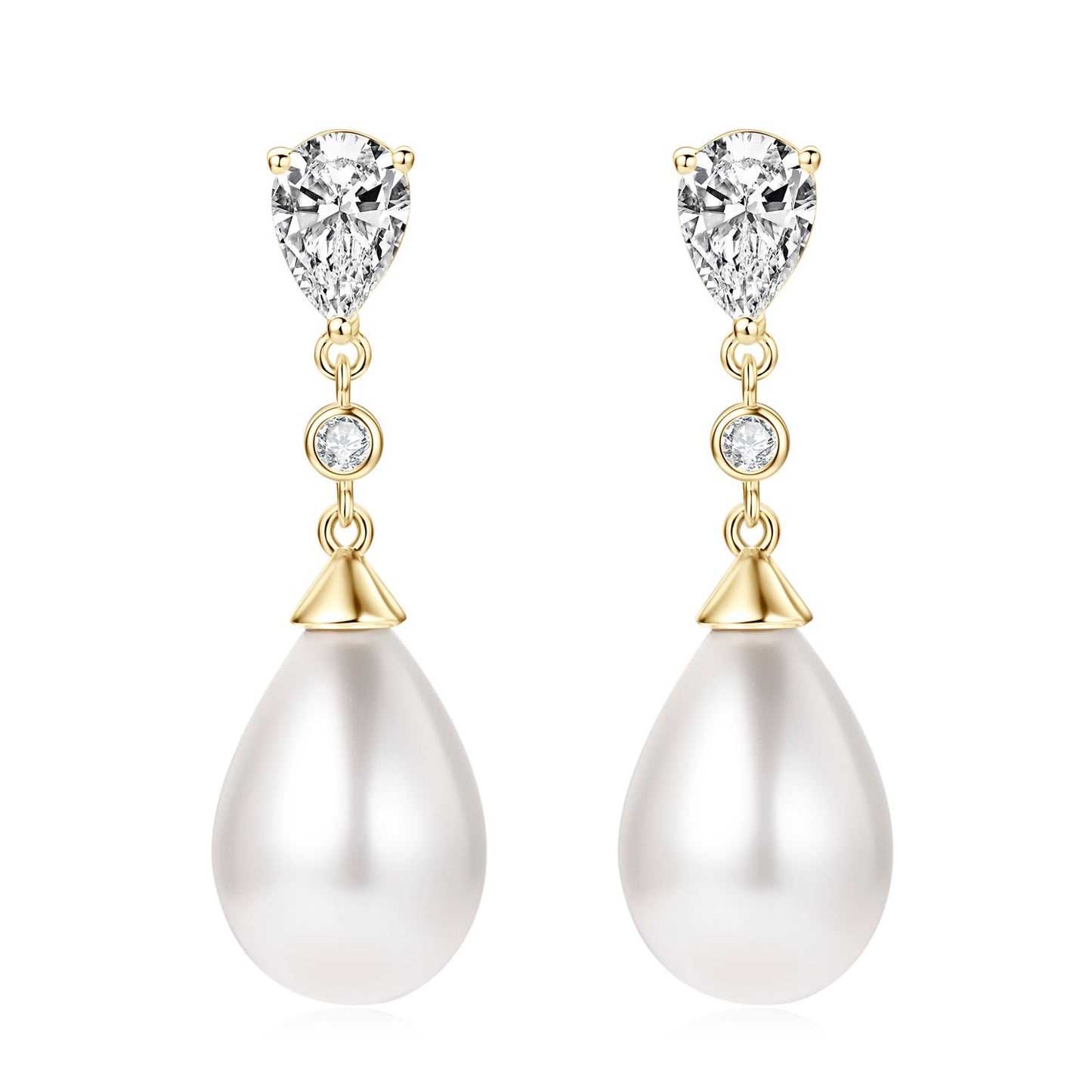French Vintage Teardrop-Shaped Pearl Earrings, S925 Sterling Silver Earrings