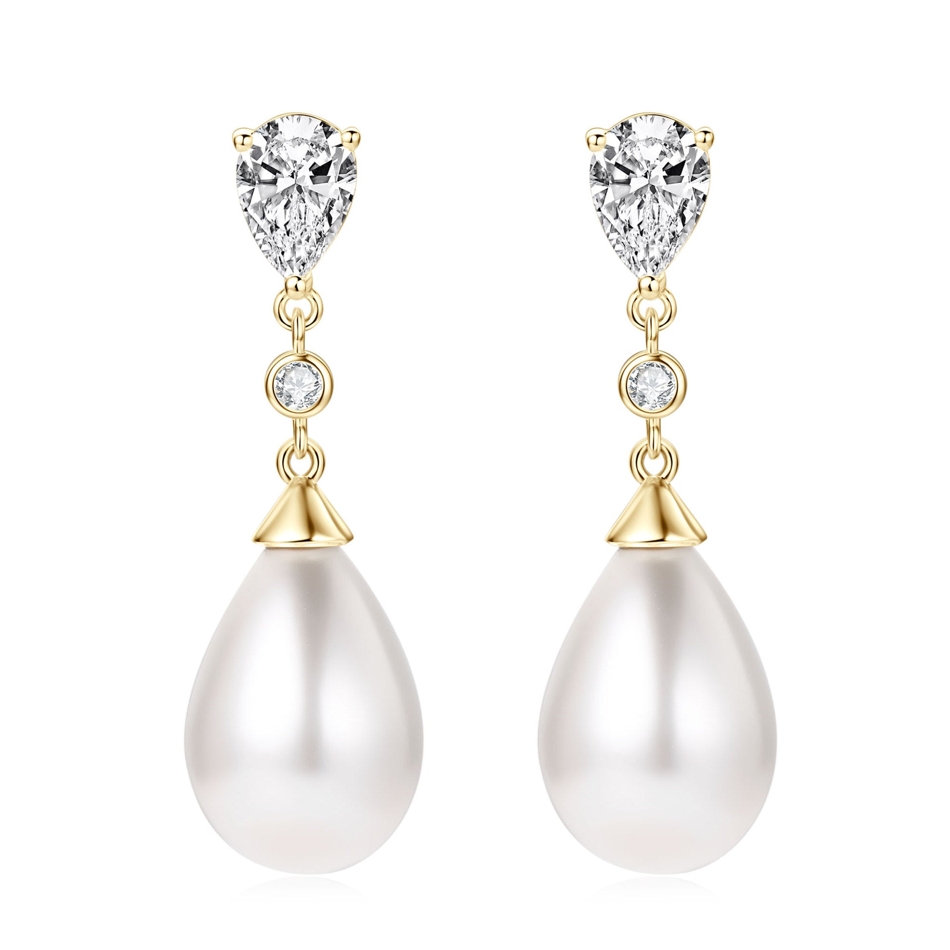 French Vintage Teardrop-Shaped Pearl Earrings, S925 Sterling Silver Earrings