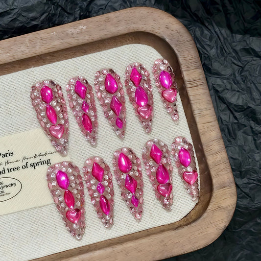 Super Flash Color Explosive Dragon Fruit Color Full Diamond European and American Style Sharp Handmade Wearing Armor