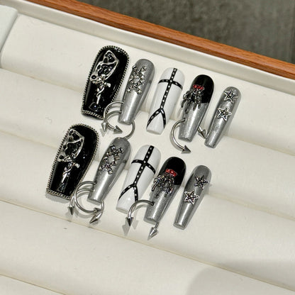 European and American Style Exaggerated Niche Abstract Heavy Industry Carved Handmade Nail Art