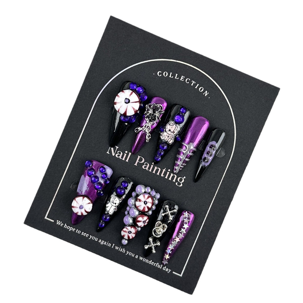 Halloween Style Flamboyant, Handmade Wearable Nail Patches with A High-end Feel, Pure Handmade Nail Art