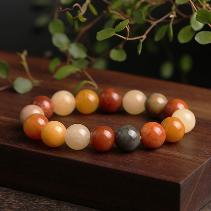 Natural Xinjiang Golden Silk Jade Bracelet Couple Style Ethnic Style Pumpkin Beads Bamboo Knot Hanging Gourd Yellow Jade Bracelet