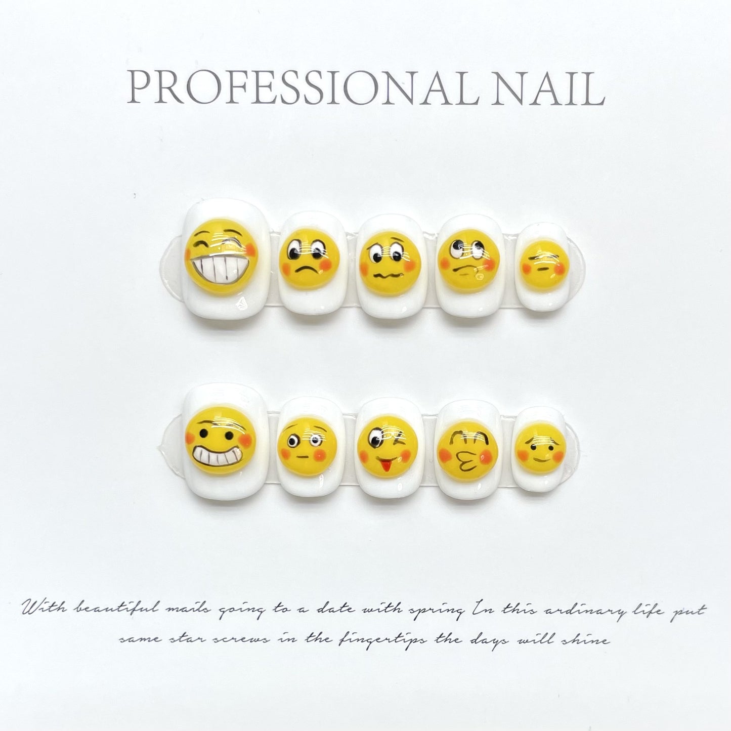 Handmade Nails Press On Nail Almond Nature Handmade Nails, Long Lasting Reusable Fake Nail Tips Charm 3D