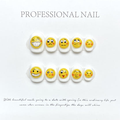 Handmade Nails Press On Nail Almond Nature Handmade Nails, Long Lasting Reusable Fake Nail Tips Charm 3D