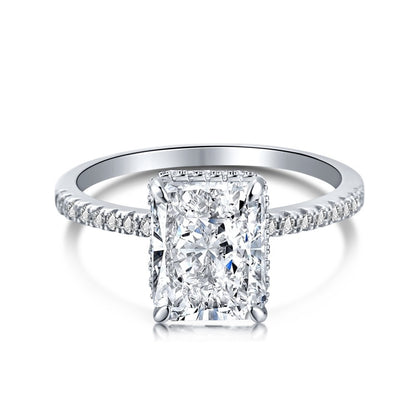 S925 Silver French Ultra-shiny Square Diamond 8A Ice Flower Cut Zircon Ring