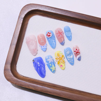 Handmade Medium To Long Almond Shell Gradient Three-dimensional Shell