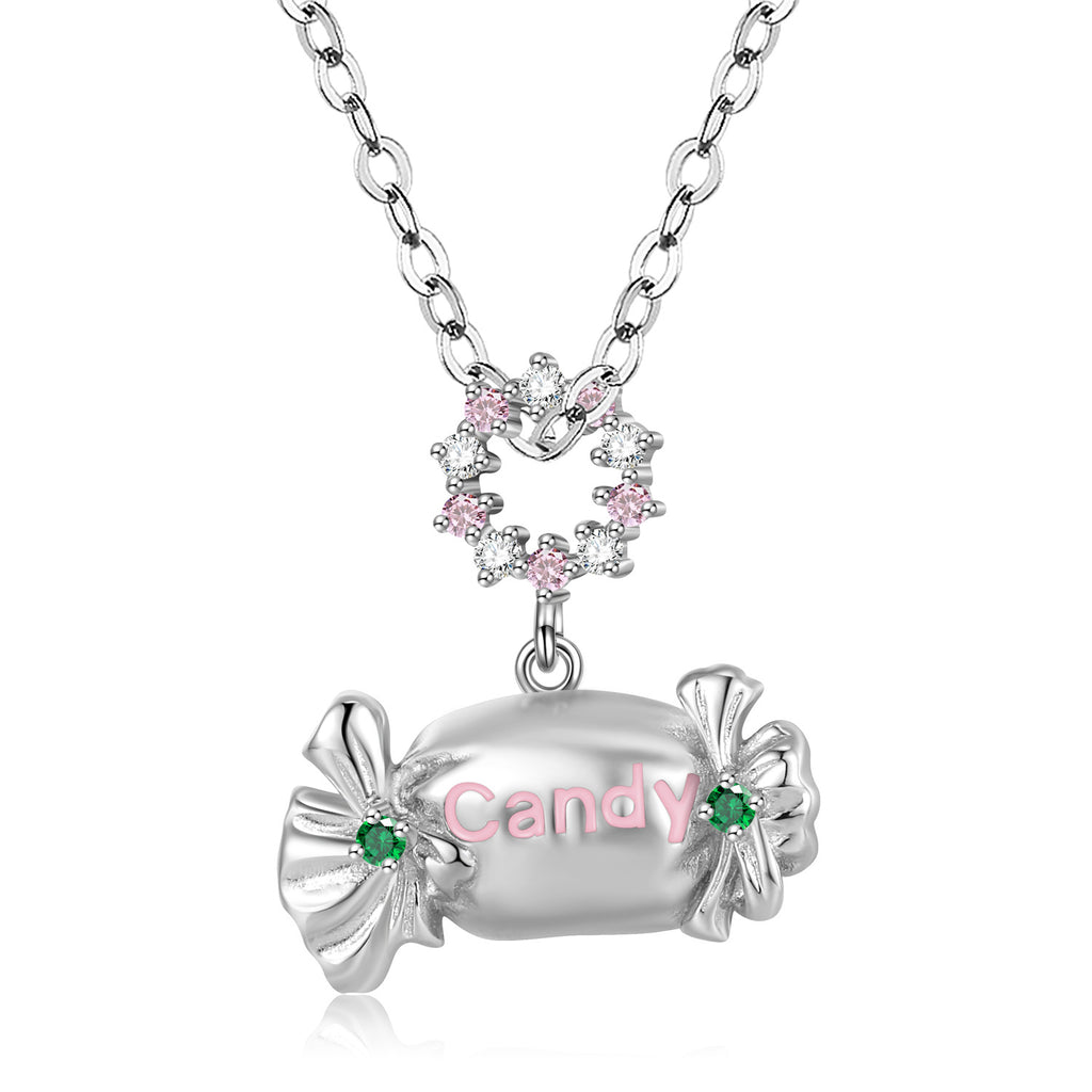 S925 Sterling Silver Candy Candy Pendant Necklace Jewelry