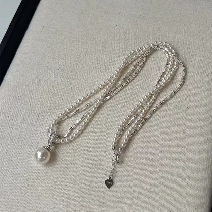 S925 Pure Silver Broken Silver Pearl Necklace, Women's Summer Neck Chain, Lock Bone Chain